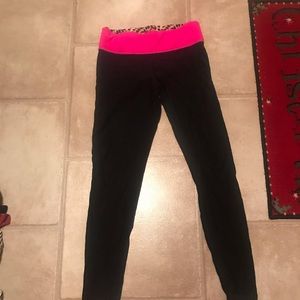 Victoria secret pink  leggings reversible to either hot pink waist or leopard